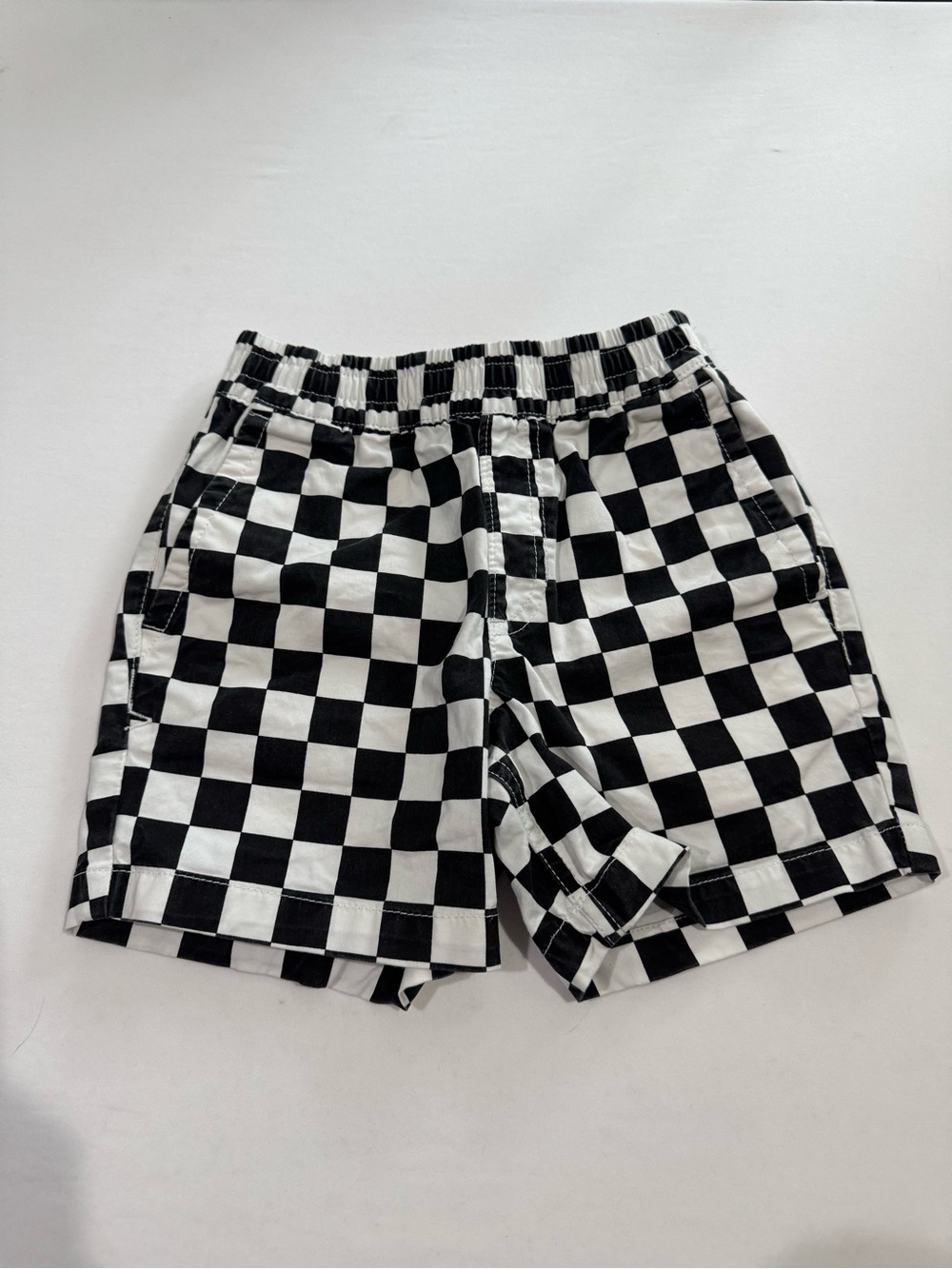 Vans Range Elastic Checkerboard Shorts Boys Size 5 Black White